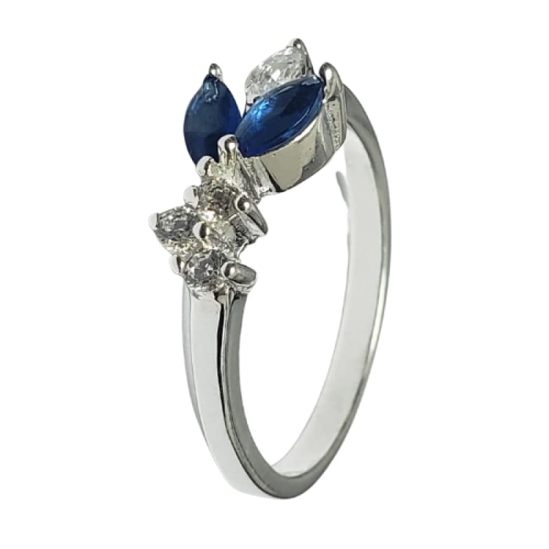 Anillo piedras blancas y azules plata 925 - Metalli - 9 - Perfumisimo