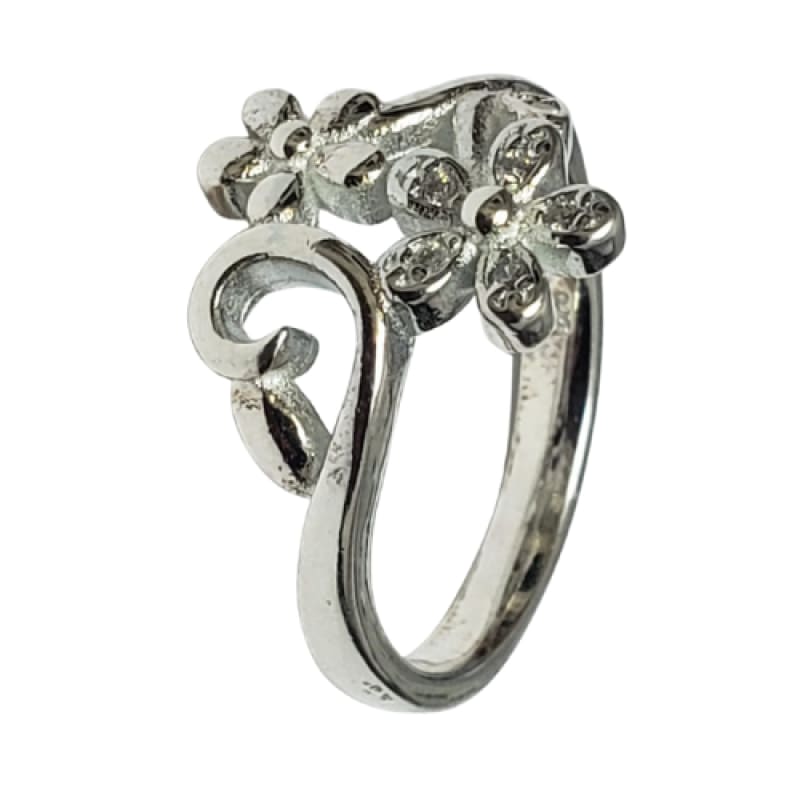 Anillos 2 flores y curvas plata 925 - 8 - Anillo Plata 925