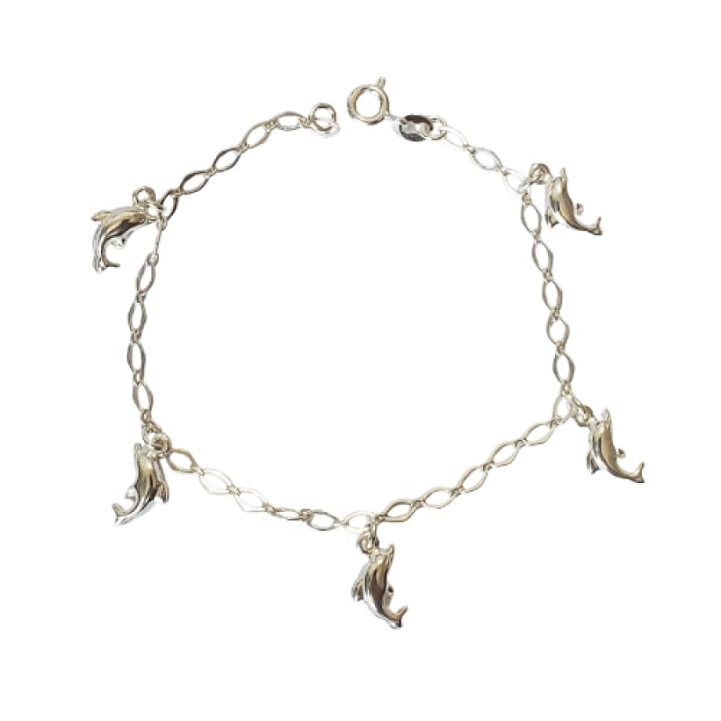 Pulsera 5 dijes de delfines, 19cm plata 925 - Metalli - Default Title - Perfumisimo