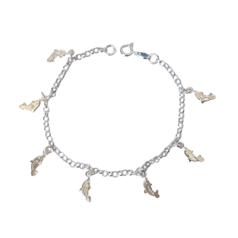 Pulsera 7 dijes de delfines, 19 cm plata 925 - Metalli - Default Title - Perfumisimo